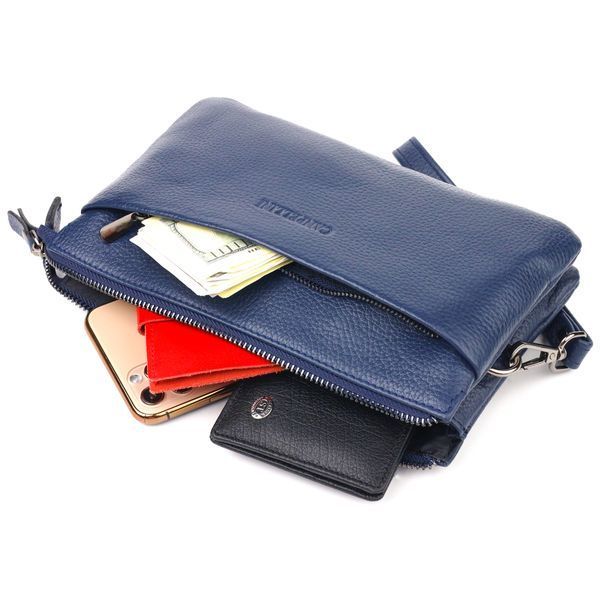 Original men's clutch made of genuine grain leather CANPELLINI 21555 Blue 21555 фото