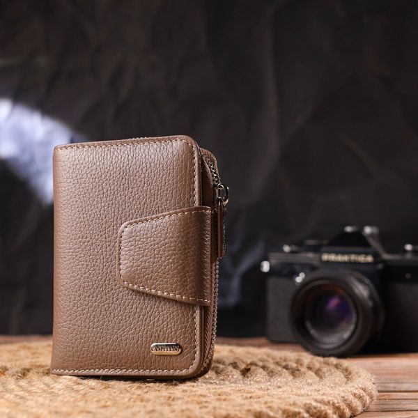 Reliable vertical wallet for women with a coin holder with a zipper made of genuine leather flotar CANPELLINI 21606 Beige 21606 фото