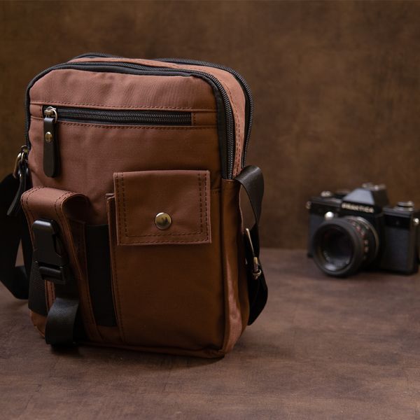 Universal textile men's bag with two compartments Vintage 20661 Brown 20661 фото