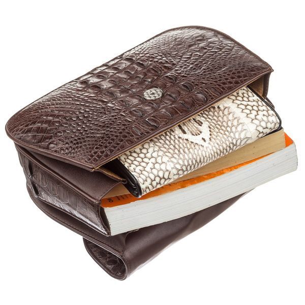 Bag CROCODILE LEATHER 18619 made of genuine crocodile leather Brown 18619 фото