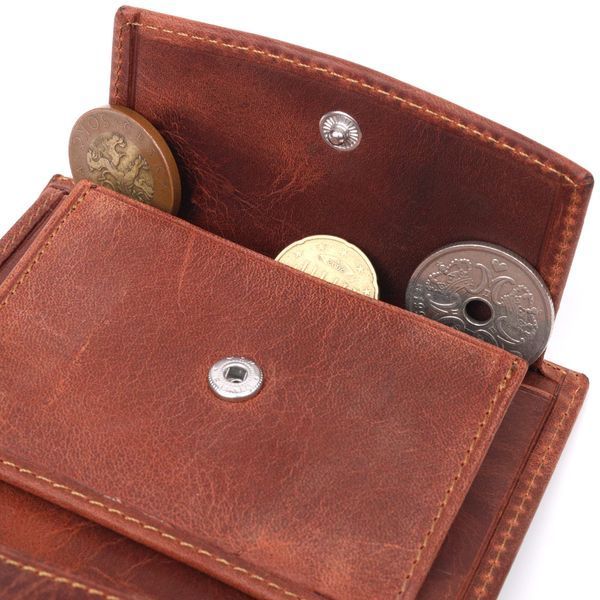 Men's vertical wallet without clasp in vintage leather KARYA 21363 Red 21363 фото