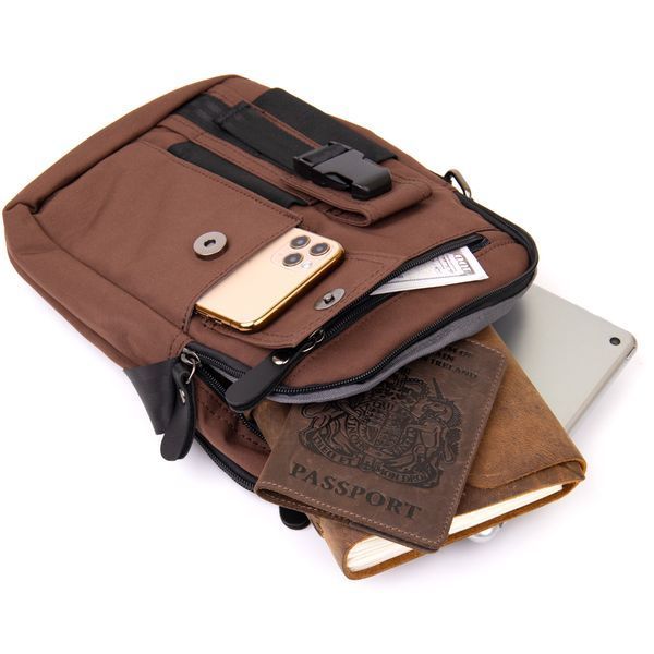 Universal textile men's bag with two compartments Vintage 20661 Brown 20661 фото