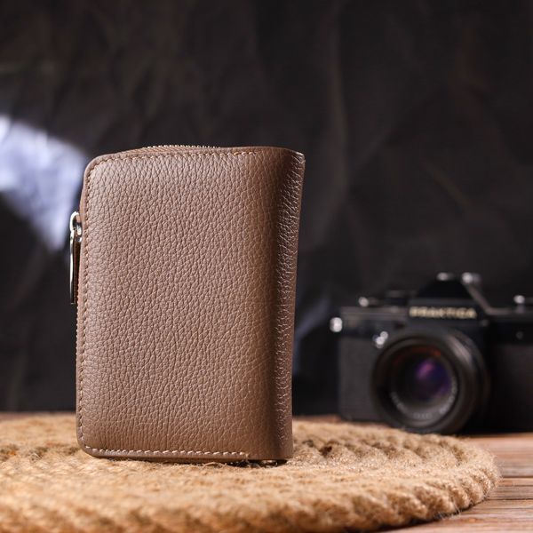 Reliable vertical wallet for women with a coin holder with a zipper made of genuine leather flotar CANPELLINI 21606 Beige 21606 фото