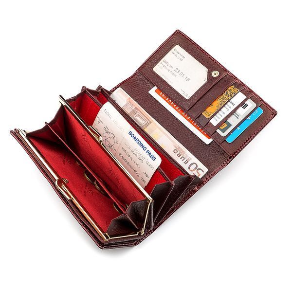 Гаманець жіночий ST Leather 18429 (S8001A) багатофункціональний Бордовий 18429 фото