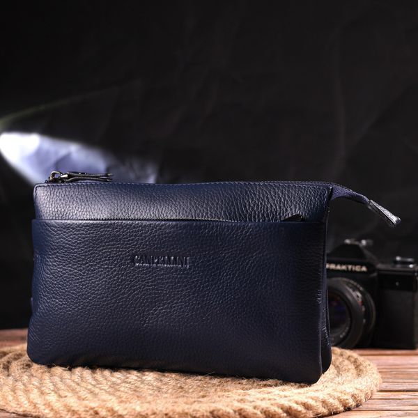 Original men's clutch made of genuine grain leather CANPELLINI 21555 Blue 21555 фото