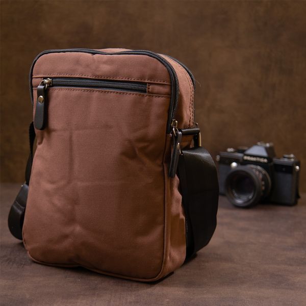 Universal textile men's bag with two compartments Vintage 20661 Brown 20661 фото