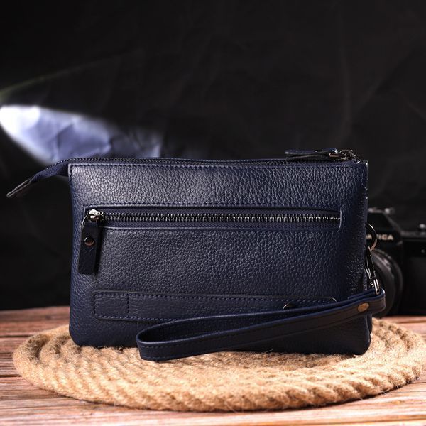 Original men's clutch made of genuine grain leather CANPELLINI 21555 Blue 21555 фото