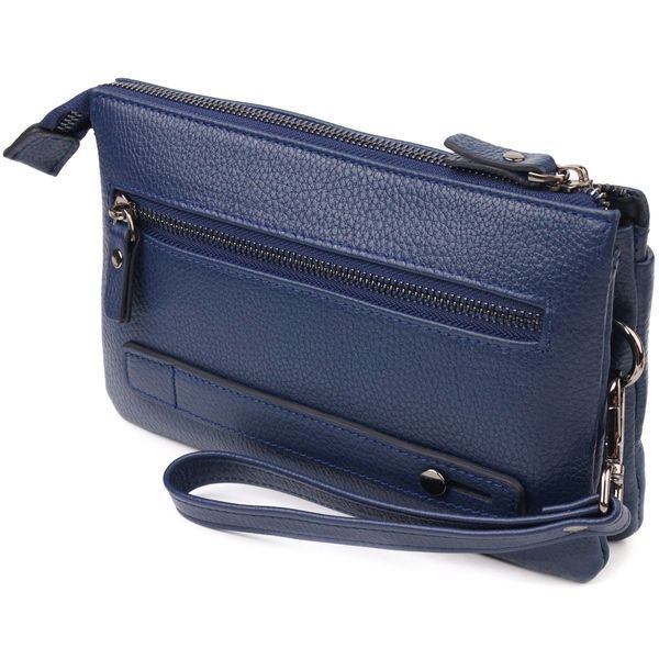 Original men's clutch made of genuine grain leather CANPELLINI 21555 Blue 21555 фото