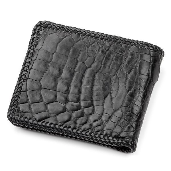 Портмоне CROCODILE LEATHER 18004 з натуральної шкіри крокодила Чорне 18004 фото