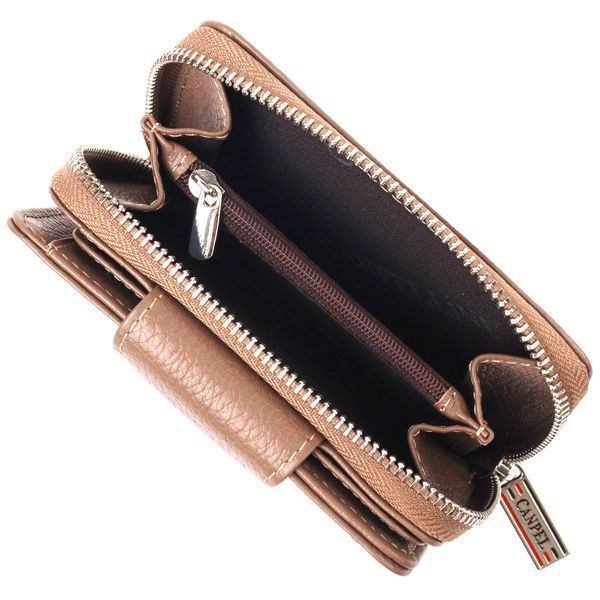 Reliable vertical wallet for women with a coin holder with a zipper made of genuine leather flotar CANPELLINI 21606 Beige 21606 фото