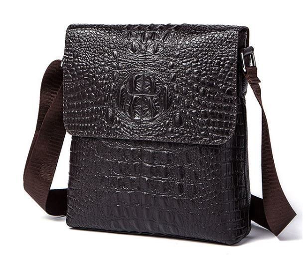 Men's vertical bag with reptile embossing Vintage 14723 Brown 14723 фото