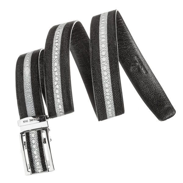 Ремень мужской автомат STINGRAY LEATHER 18534 из натуральной кожи морского ската Черный 18534 фото