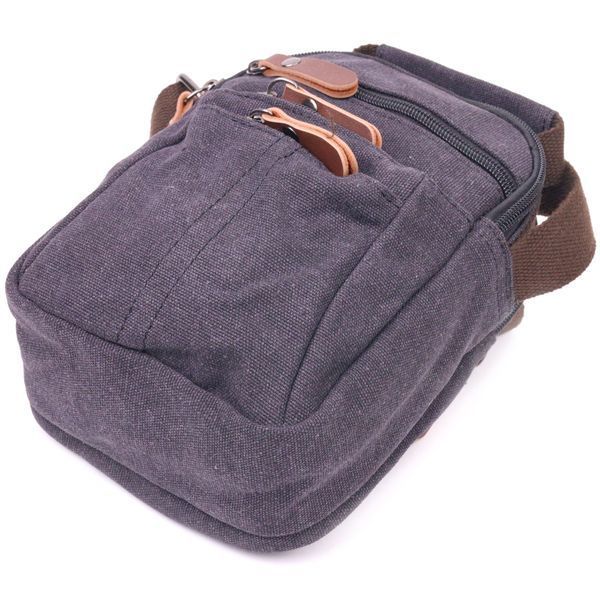 Small men's bag made of thick textile 21243 Vintage Black 21243 фото