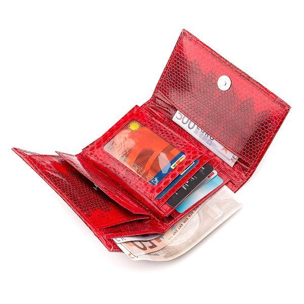 Women's wallet SEA SNAKE LEATHER 18280 made of genuine sea snake leather Red 18280 фото