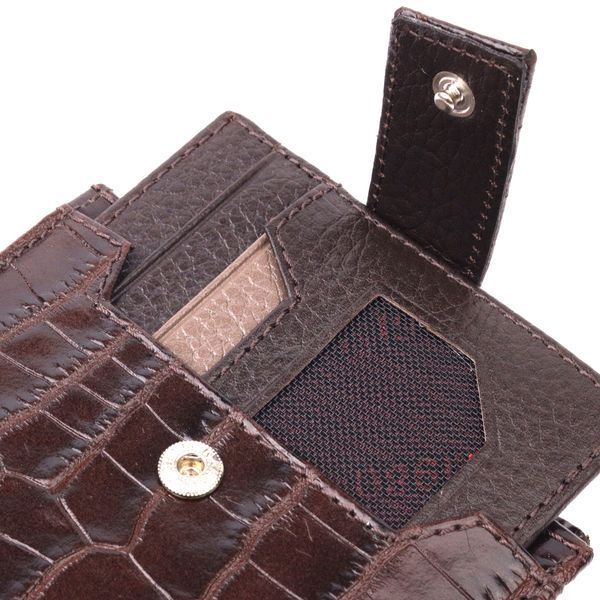 Functional men's wallet made of textured leather KARYA 21069 Brown 21069 фото