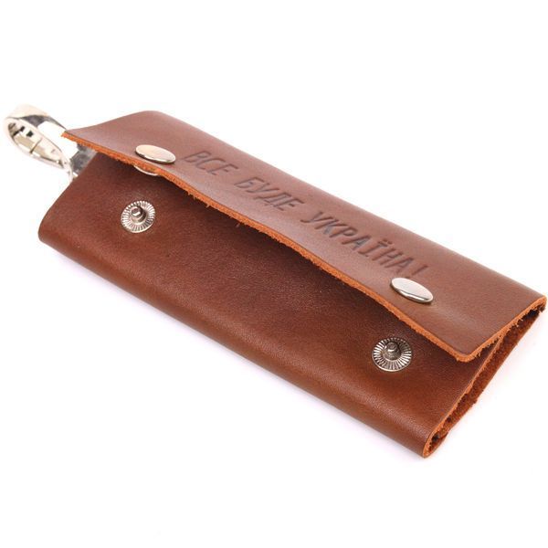 Good quality key holder in glossy leather Ukraine GRANDE PELLE 16722 Light brown 16722 фото