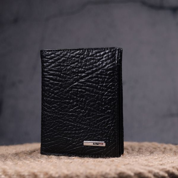Small wallet without clasp made of genuine grain leather KARYA 21364 Black 21364 фото