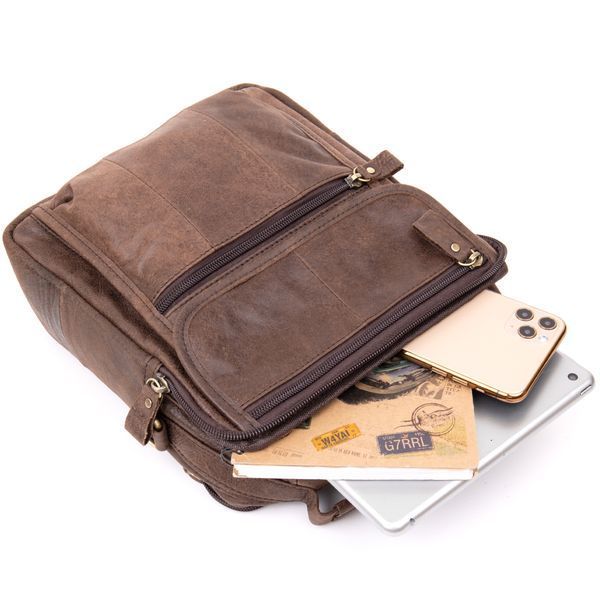 Men's messenger bag with two compartments Vintage 20441 Brown 20441 фото