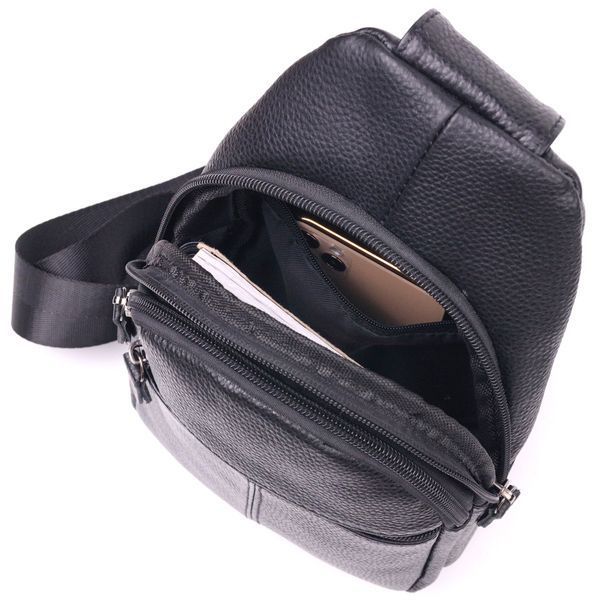 Modern men's shoulder bag made of genuine leather 21307 Vintage Black 21307 фото