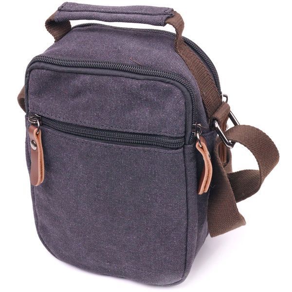 Small men's bag made of thick textile 21243 Vintage Black 21243 фото