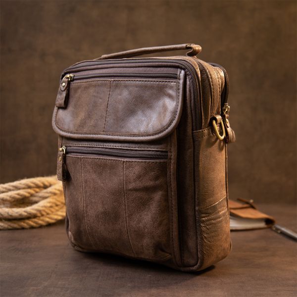 Men's messenger bag with two compartments Vintage 20441 Brown 20441 фото