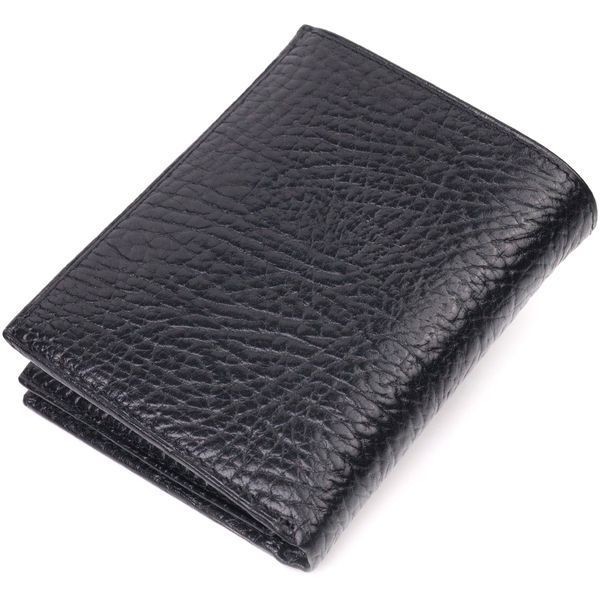 Small wallet without clasp made of genuine grain leather KARYA 21364 Black 21364 фото