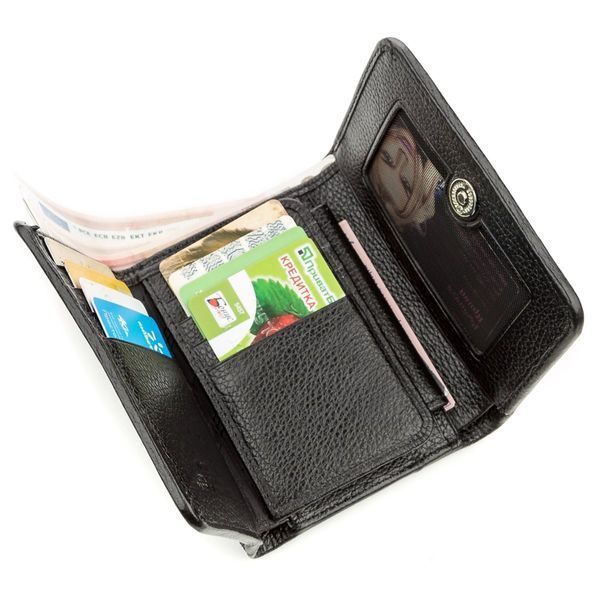 Вертикальный женский кошелек STINGRAY LEATHER 18638 из натуральной кожи морского ската Черный 18638 фото