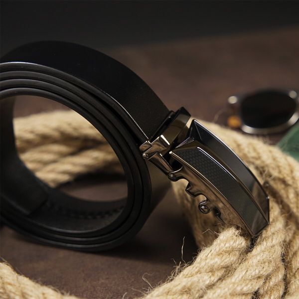 Men's belt with automatic buckle Vintage 20282 Black 20282 фото