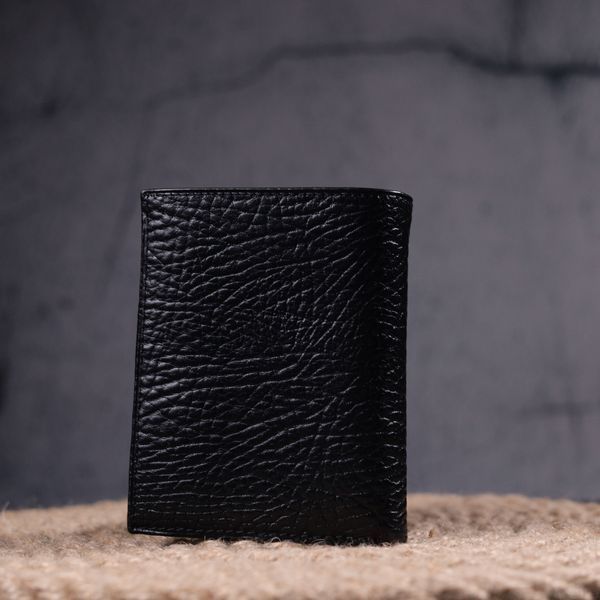 Small wallet without clasp made of genuine grain leather KARYA 21364 Black 21364 фото