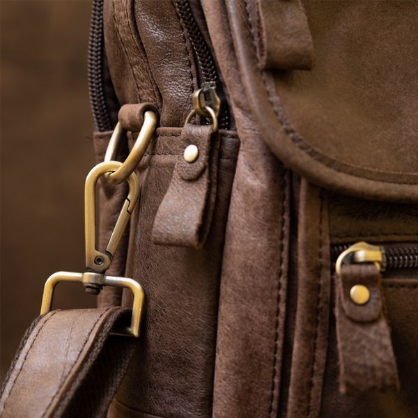 Men's messenger bag with two compartments Vintage 20441 Brown 20441 фото