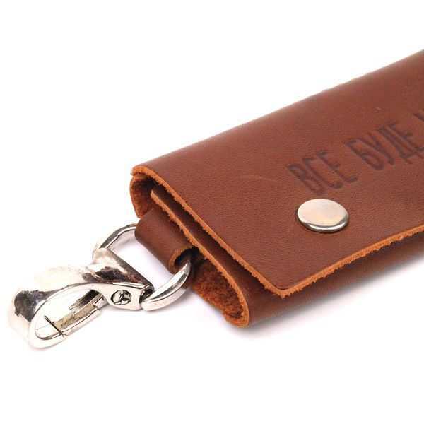 Good quality key holder in glossy leather Ukraine GRANDE PELLE 16722 Light brown 16722 фото