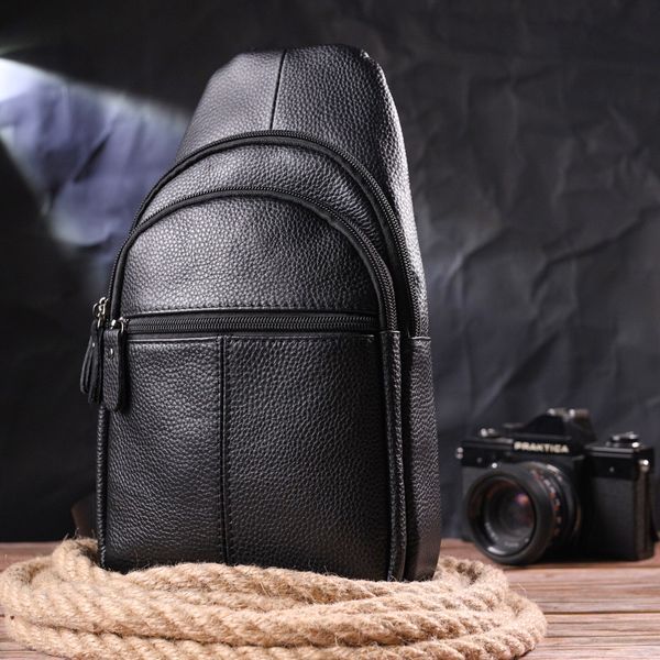 Modern men's shoulder bag made of genuine leather 21307 Vintage Black 21307 фото