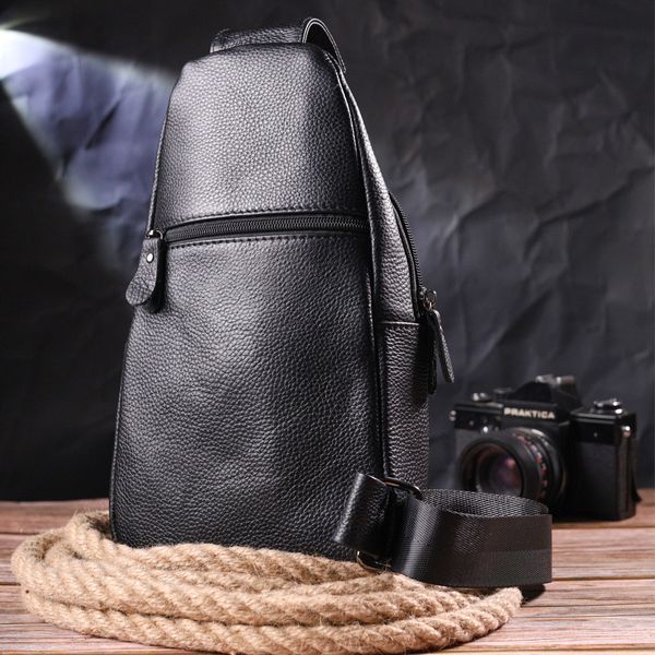 Modern men's shoulder bag made of genuine leather 21307 Vintage Black 21307 фото