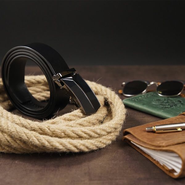 Men's belt with automatic buckle Vintage 20282 Black 20282 фото