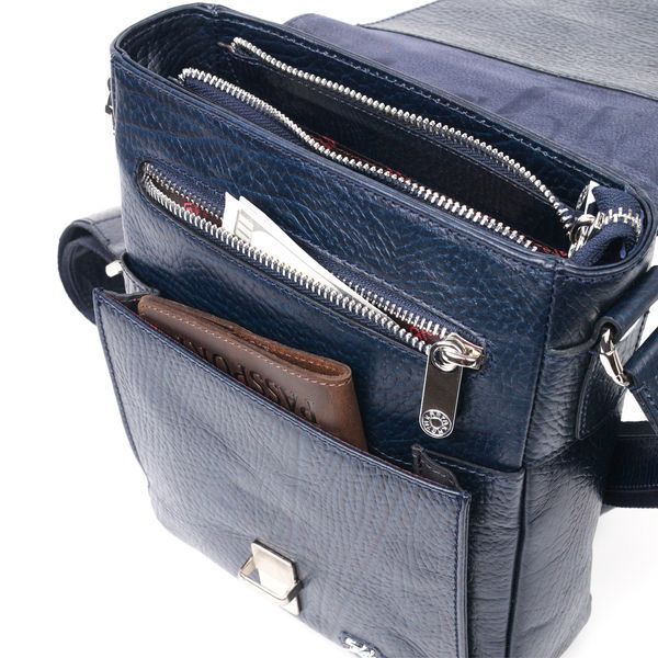 Practical men's bag KARYA 20840 leather Blue 20840 фото