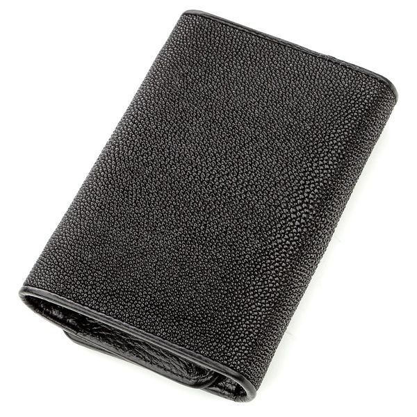 Вертикальный женский кошелек STINGRAY LEATHER 18638 из натуральной кожи морского ската Черный 18638 фото