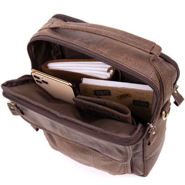 Men's messenger bag with two compartments Vintage 20441 Brown 20441 фото