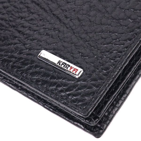 Small wallet without clasp made of genuine grain leather KARYA 21364 Black 21364 фото