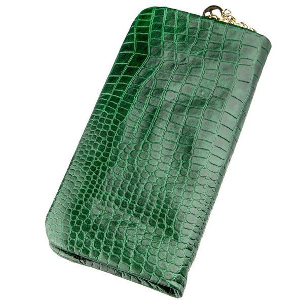 Women's leather wallet with exotic embossing Guxilai 18962 Green 18962 фото