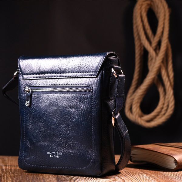 Practical men's bag KARYA 20840 leather Blue 20840 фото