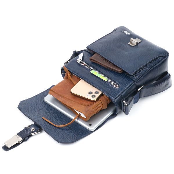 Practical men's bag KARYA 20840 leather Blue 20840 фото
