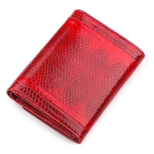 Women's wallet SEA SNAKE LEATHER 18280 made of genuine sea snake leather Red 18280 фото