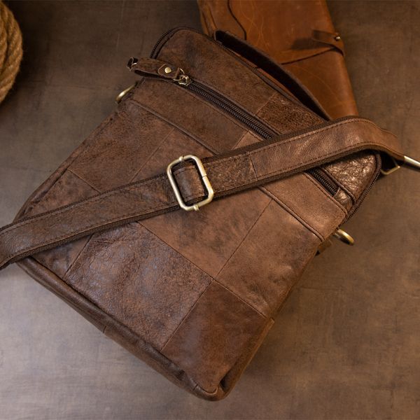 Men's messenger bag with two compartments Vintage 20441 Brown 20441 фото