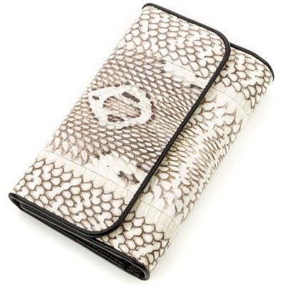 Вертикальний гаманець SNAKE LEATHER 18545 з натуральної шкіри пітона Сірий 18545 фото