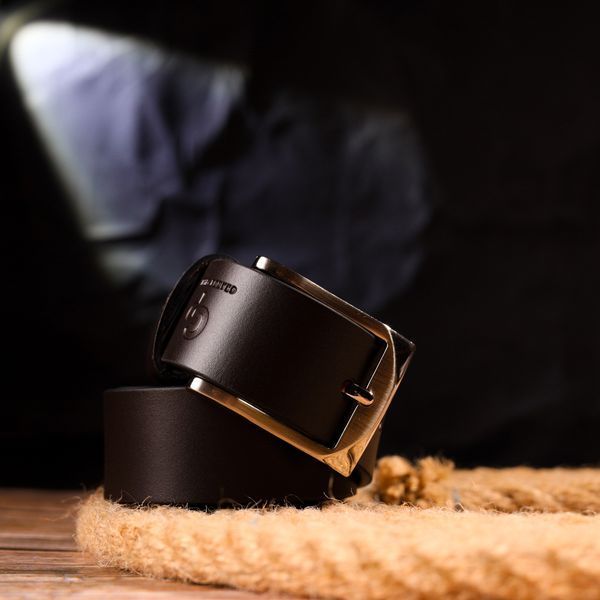 Stylish men's trouser belt made of genuine leather Grande Pelle 21449 Brown 21449 фото