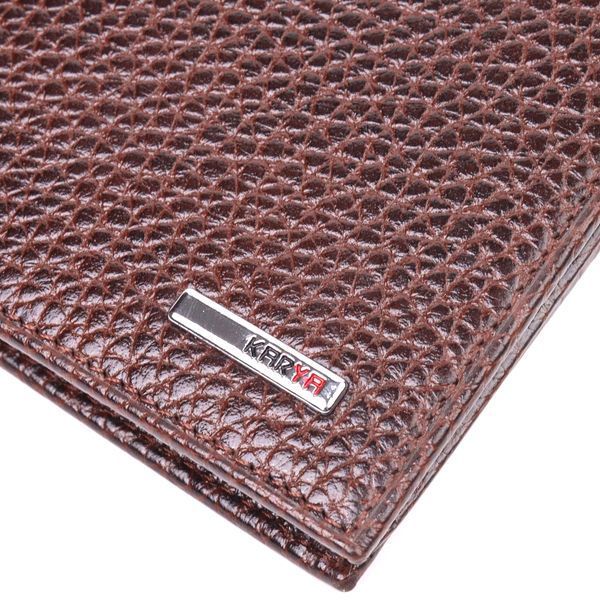 Men's wallet without clasp made of genuine grain leather KARYA 21365 Brown 21365 фото