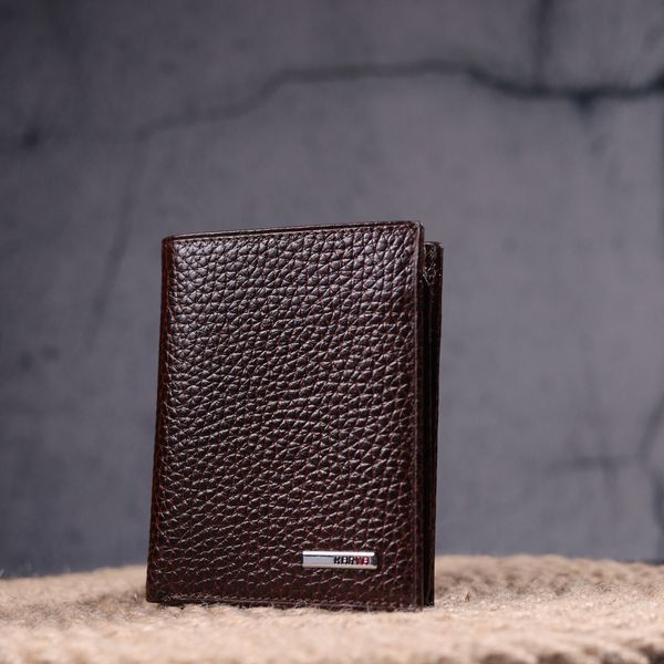 Men's wallet without clasp made of genuine grain leather KARYA 21365 Brown 21365 фото
