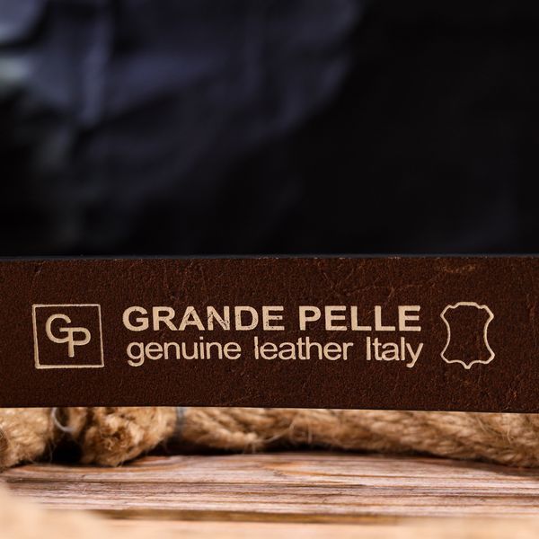 Stylish men's trouser belt made of genuine leather Grande Pelle 21449 Brown 21449 фото