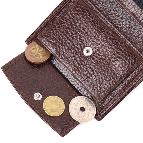 Men's wallet without clasp made of genuine grain leather KARYA 21365 Brown 21365 фото