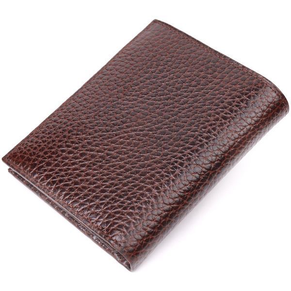 Men's wallet without clasp made of genuine grain leather KARYA 21365 Brown 21365 фото